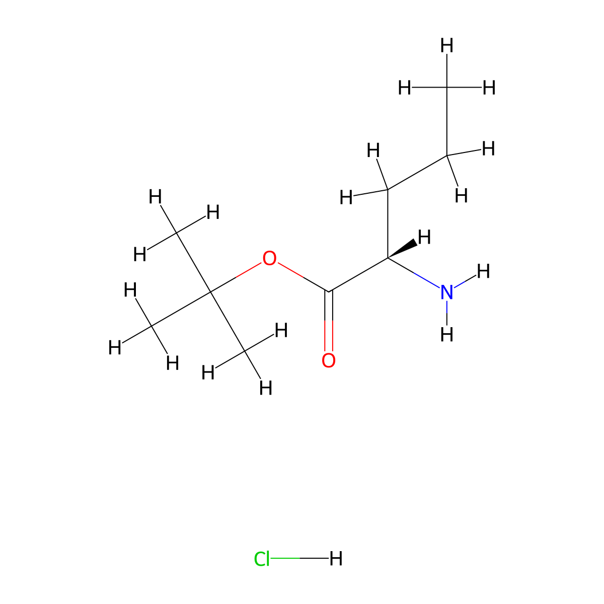 tert-butyl (2S)-2-aminopentanoate hydrochloride molecular structure, CAS 119483-47-5