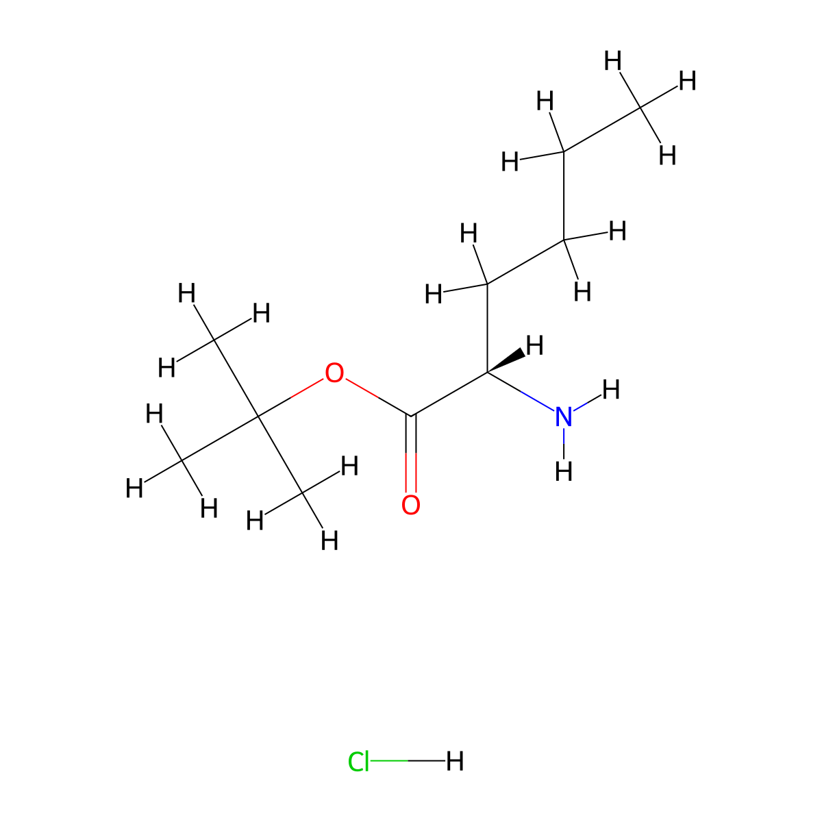 tert-butyl (2S)-2-aminohexanoate hydrochloride molecular structure, CAS 119483-48-6