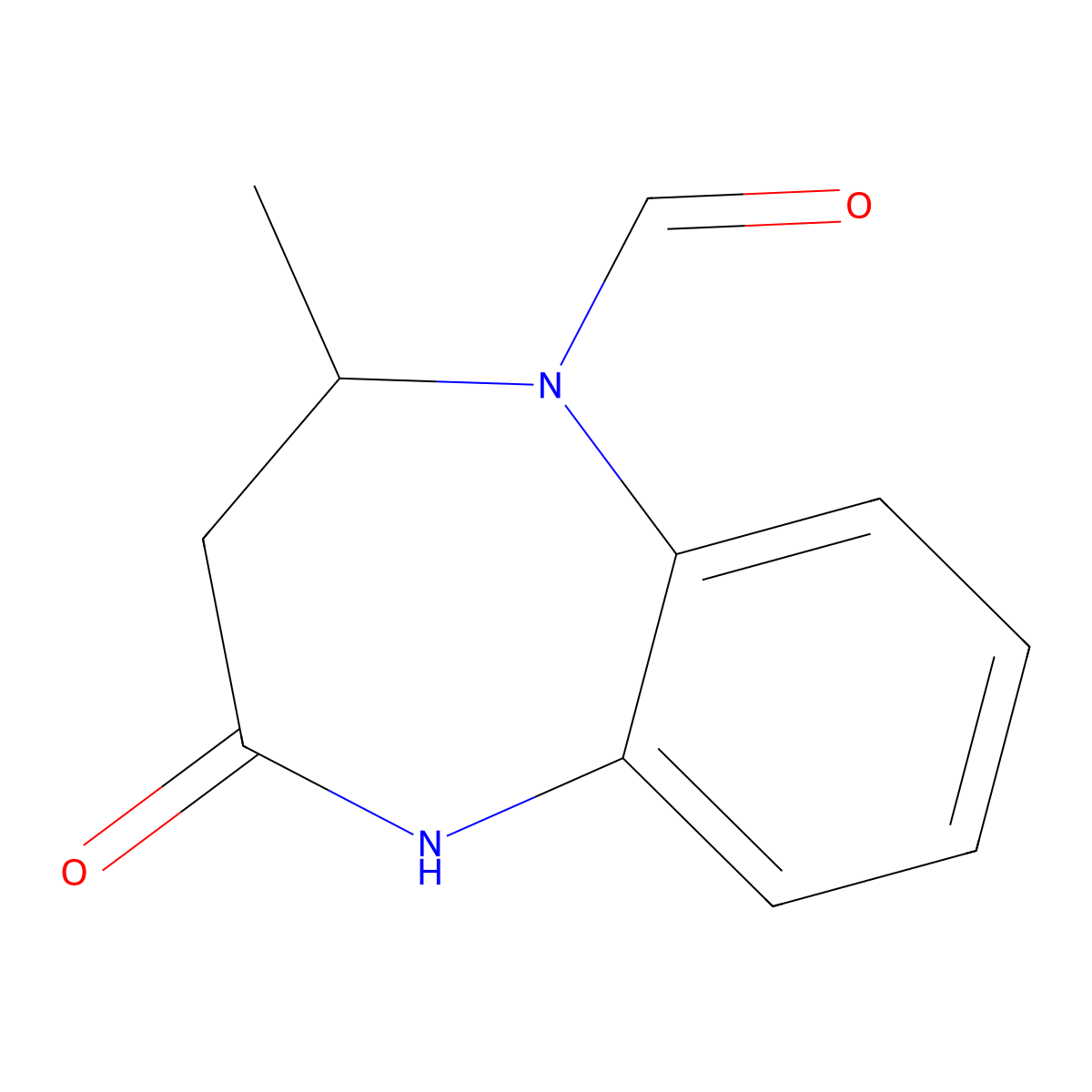 2-methyl-4-oxo-2,3,4,5-tetrahydro-1H-1,5-benzodiazepine-1-carbaldehyde molecular structure, CAS 119483-54-4