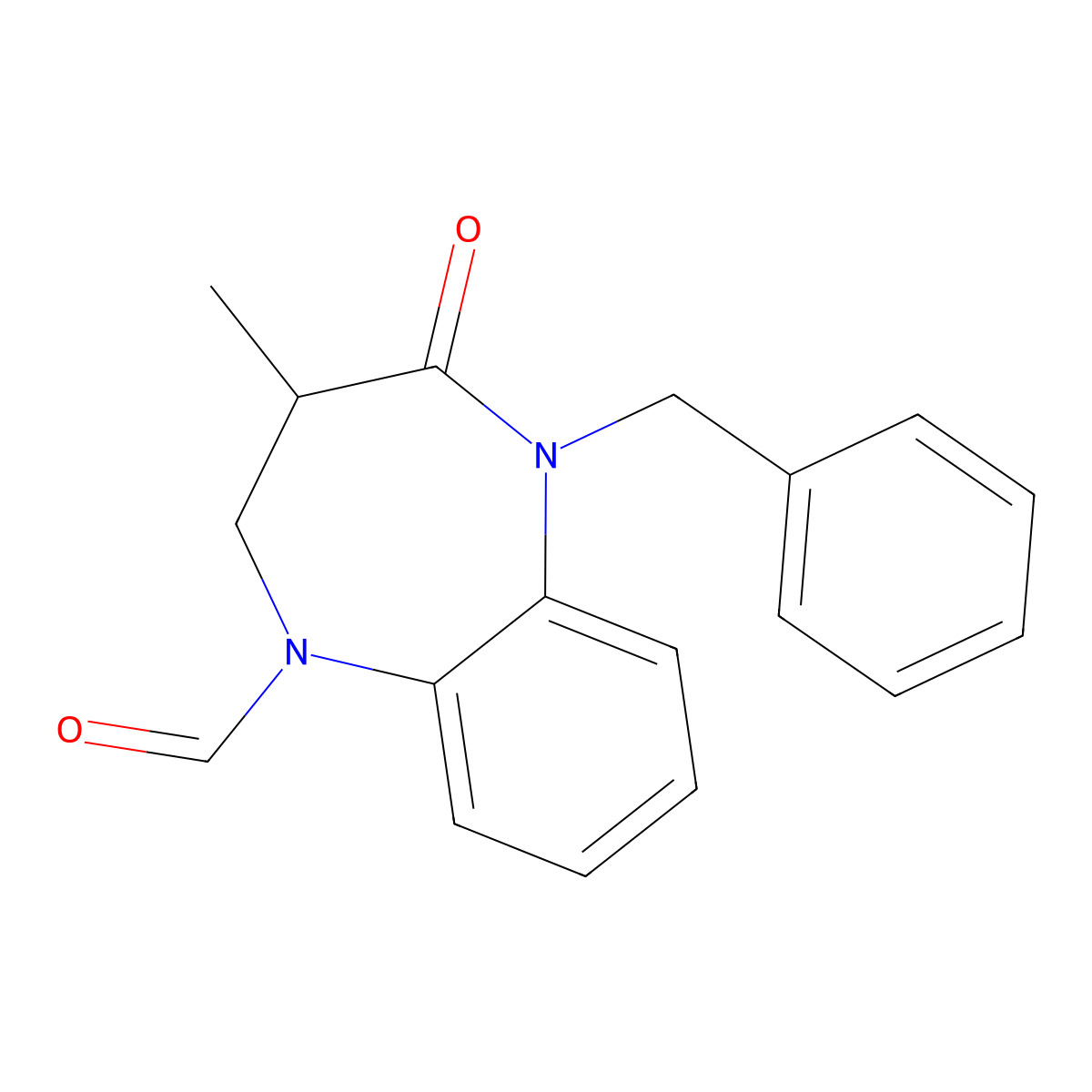 5-Benzyl-3-methyl-4-oxo-2,3-dihydro-1,5-benzodiazepine-1-carbaldehyde molecular structure, CAS 119483-60-2
