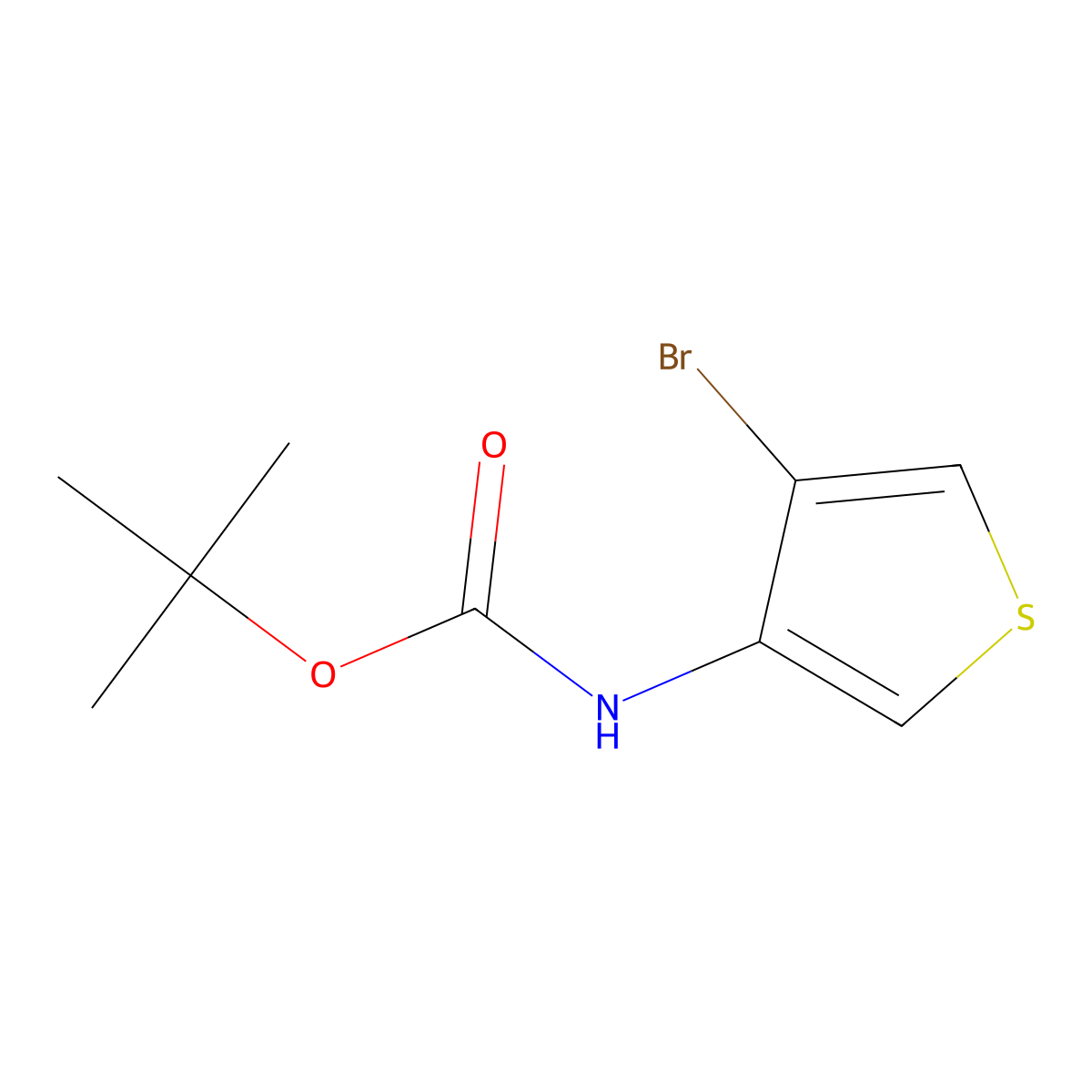 Tert-butyl N-(4-bromothiophen-3-yl)carbamate molecular structure, CAS 119485-57-3