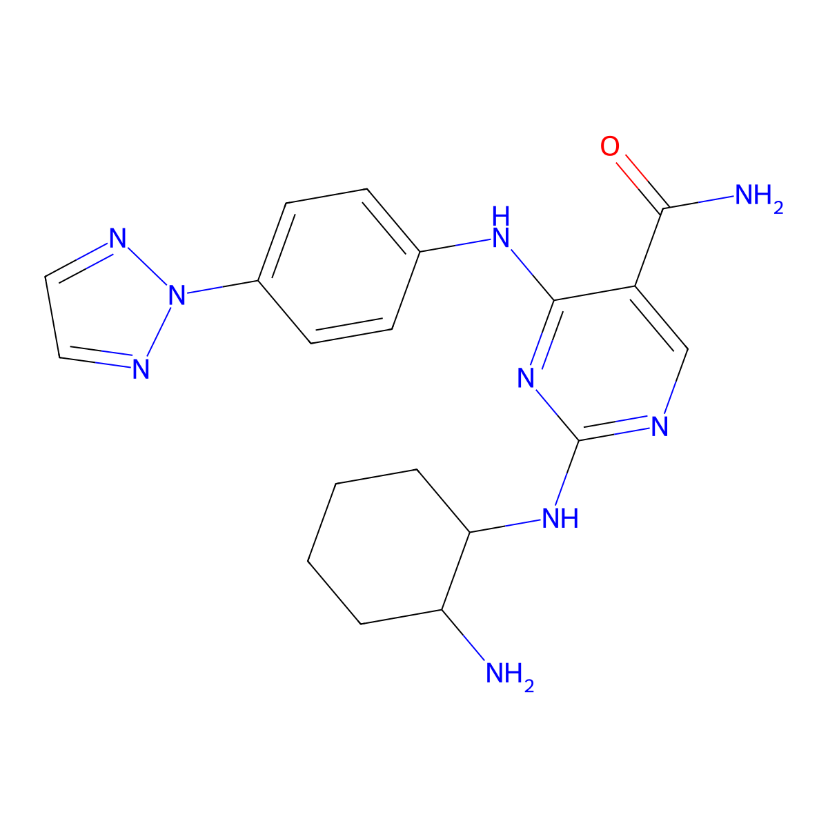 2-[[(1R,2S)-2-aminocyclohexyl]amino]-4-[4-(triazol-2-yl)anilino]pyrimidine-5-carboxamide molecular structure, CAS 1194954-83-0