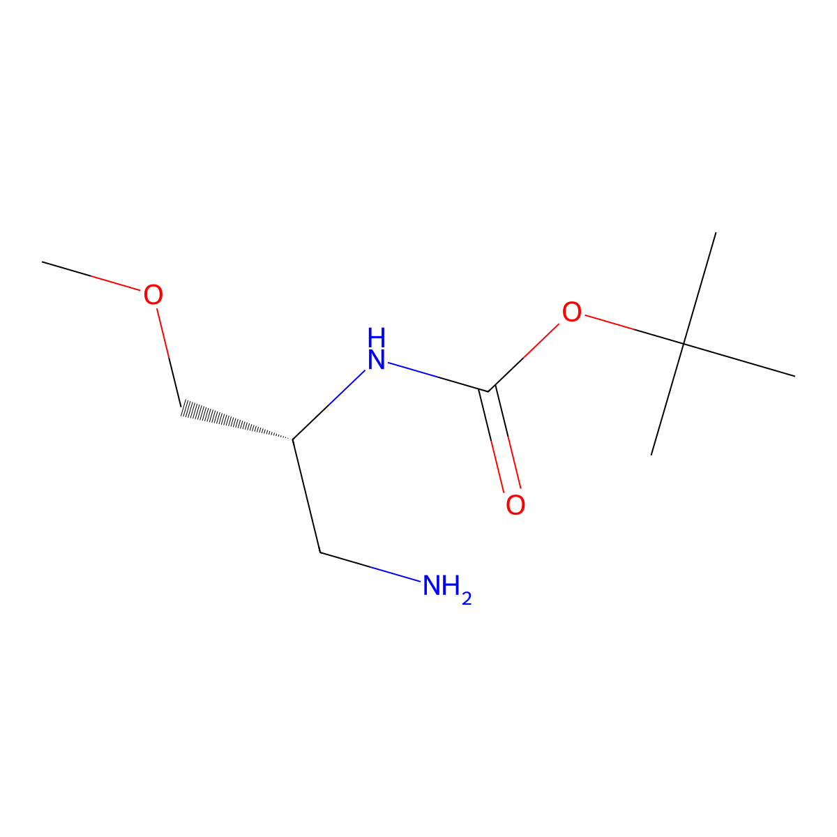 tert-butyl N-((2R)-1-amino-3-methoxypropan-2-yl)carbamate molecular structure, CAS 1194973-97-1