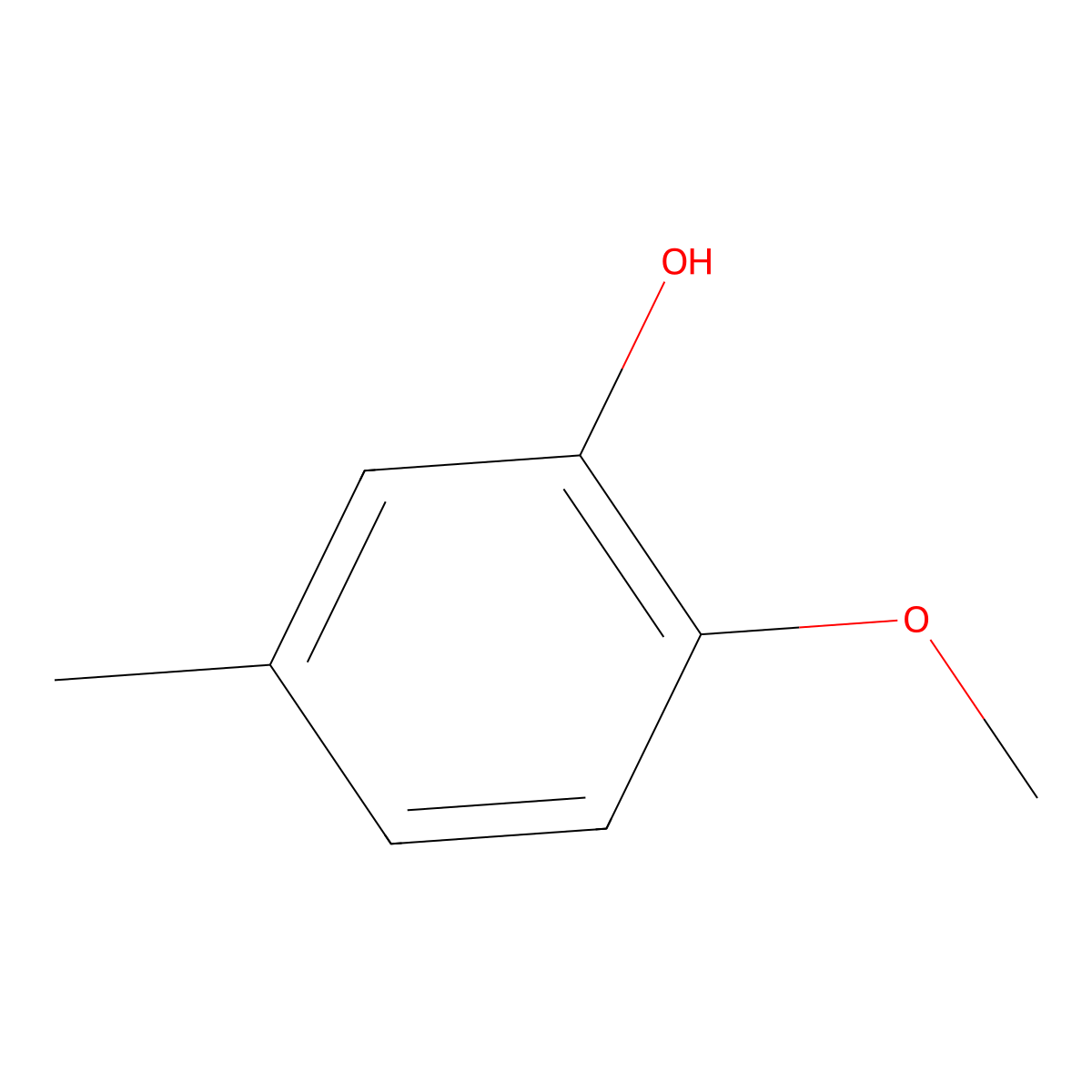 2-Methoxy-5-methylphenol molecular structure, CAS 1195-09-1