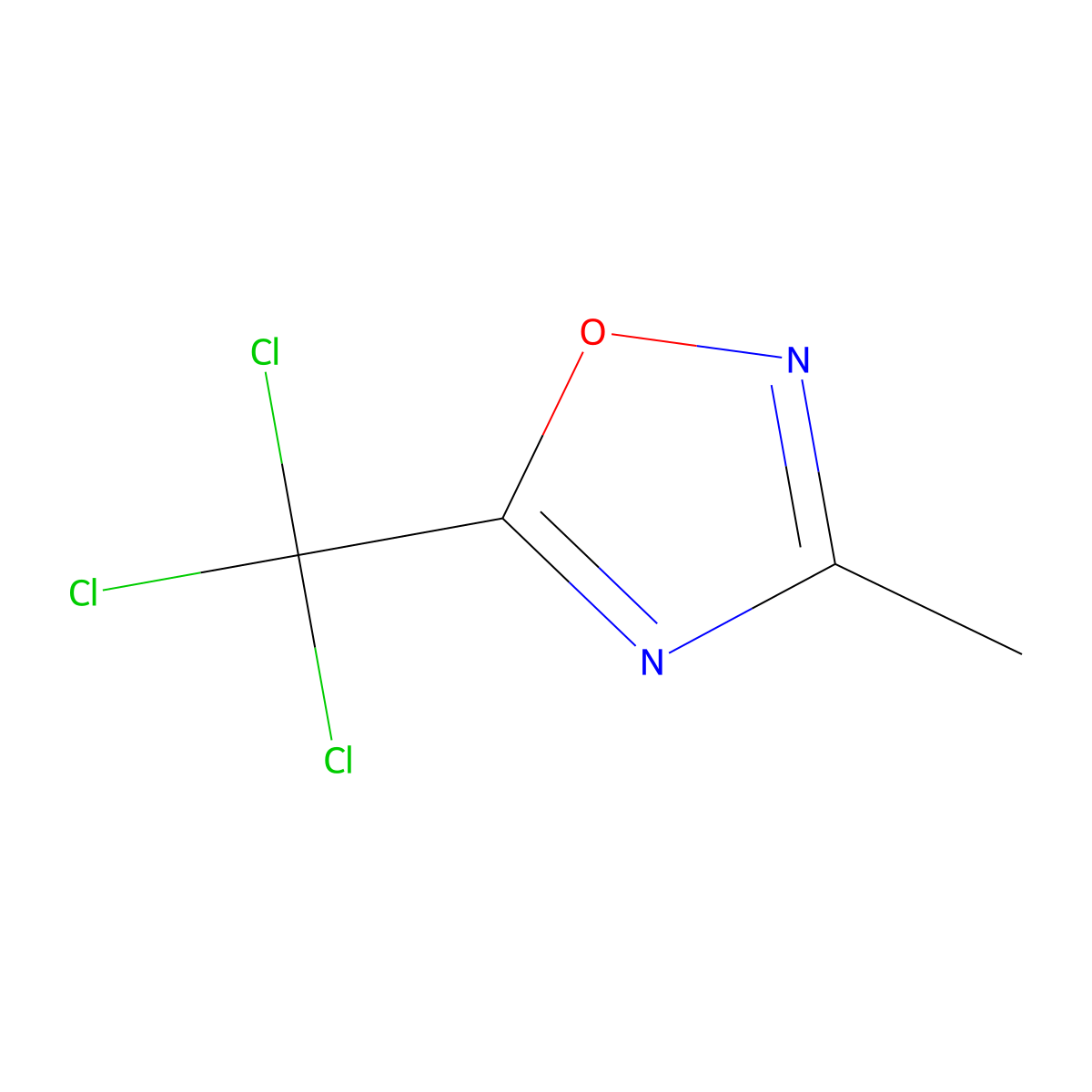 3-Methyl-5-(trichloromethyl)-1,2,4-oxadiazole molecular structure, CAS 1195-25-1