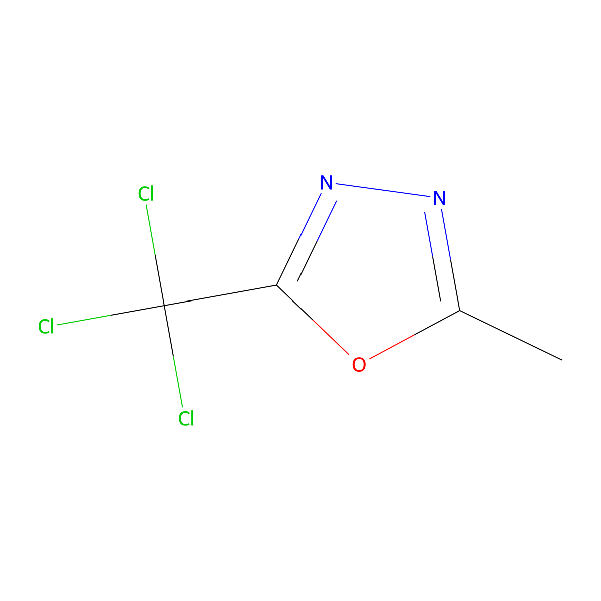 2-Methyl-5-(trichloromethyl)-1,3,4-oxadiazole molecular structure, CAS 1195-26-2