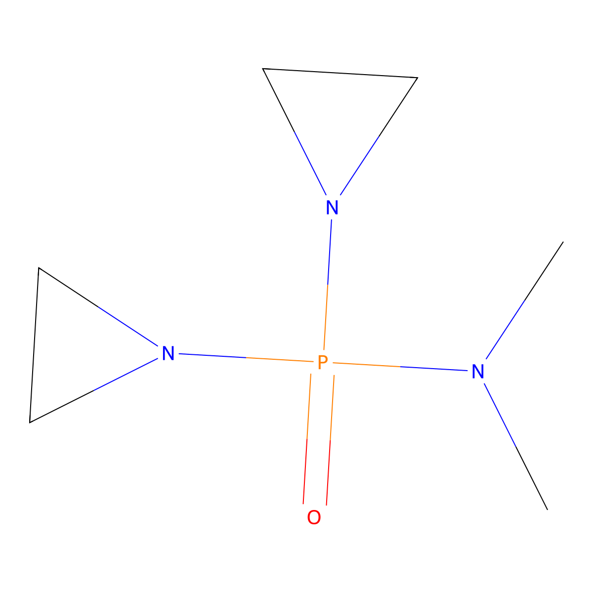 Dimethylamino-bis(1-aziridinyl)phosphine oxide molecular structure, CAS 1195-69-3