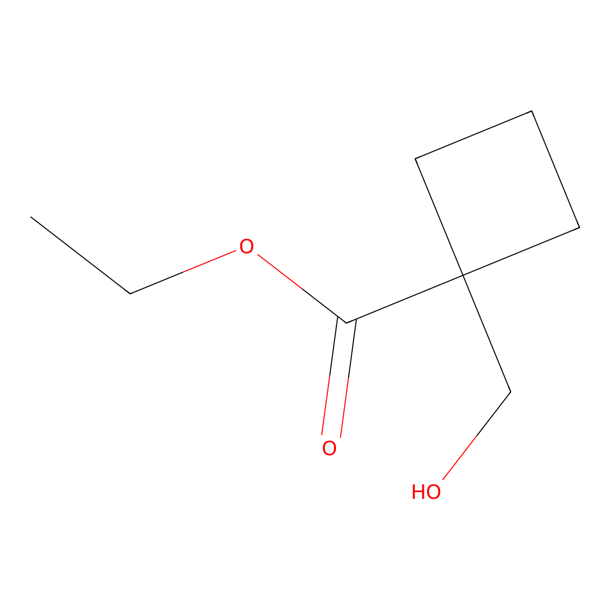Ethyl 1-(hydroxymethyl)cyclobutane-1-carboxylate molecular structure, CAS 1195-81-9