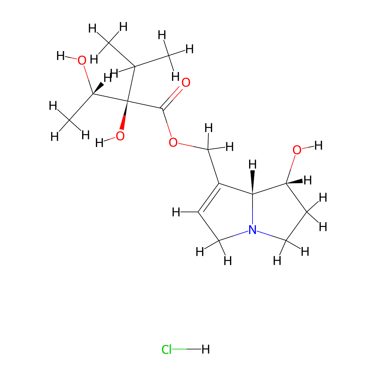 Indicine hydrochloride molecular structure, CAS 1195140-94-3