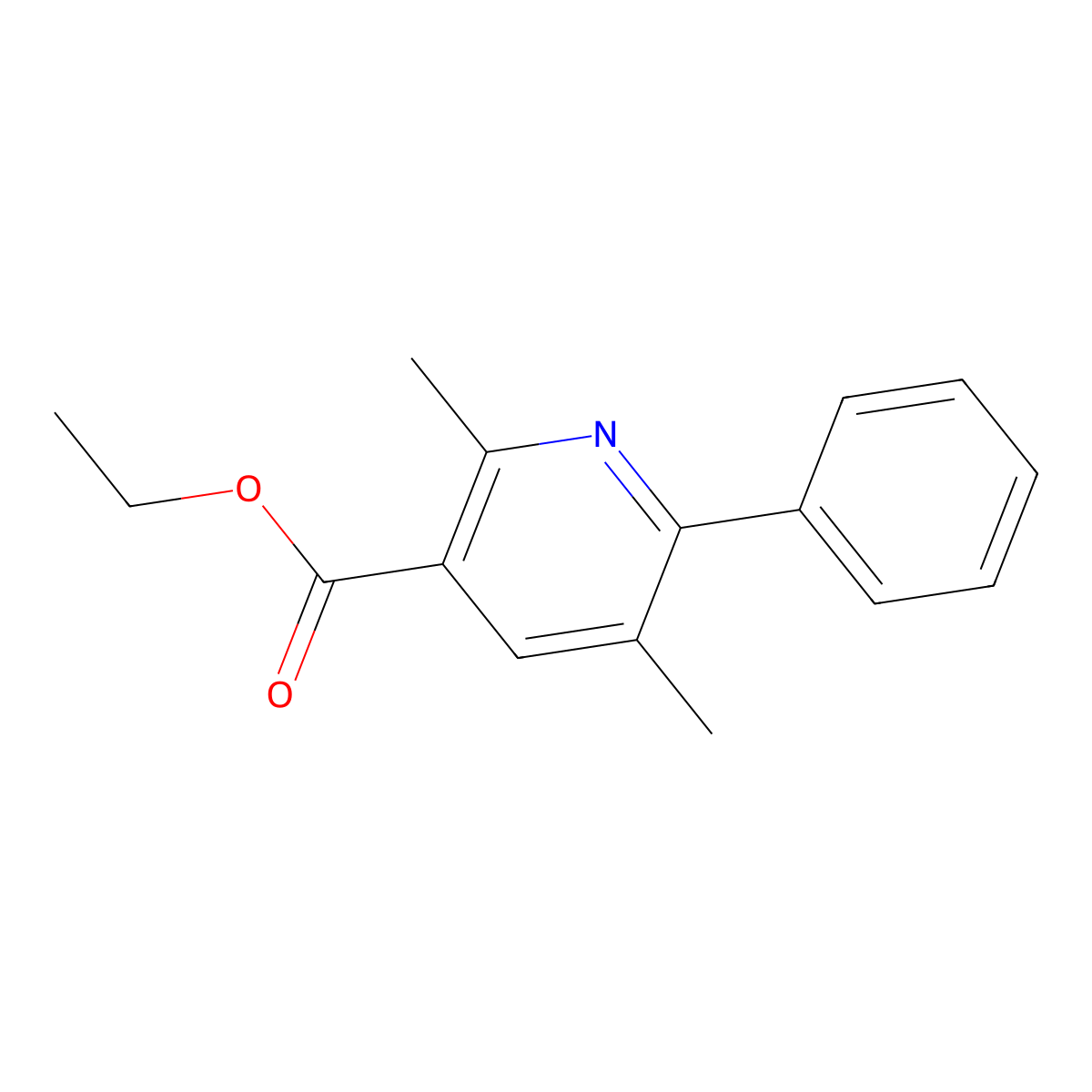 Ethyl 2,5-dimethyl-6-phenylpyridine-3-carboxylate molecular structure, CAS 1195144-72-9