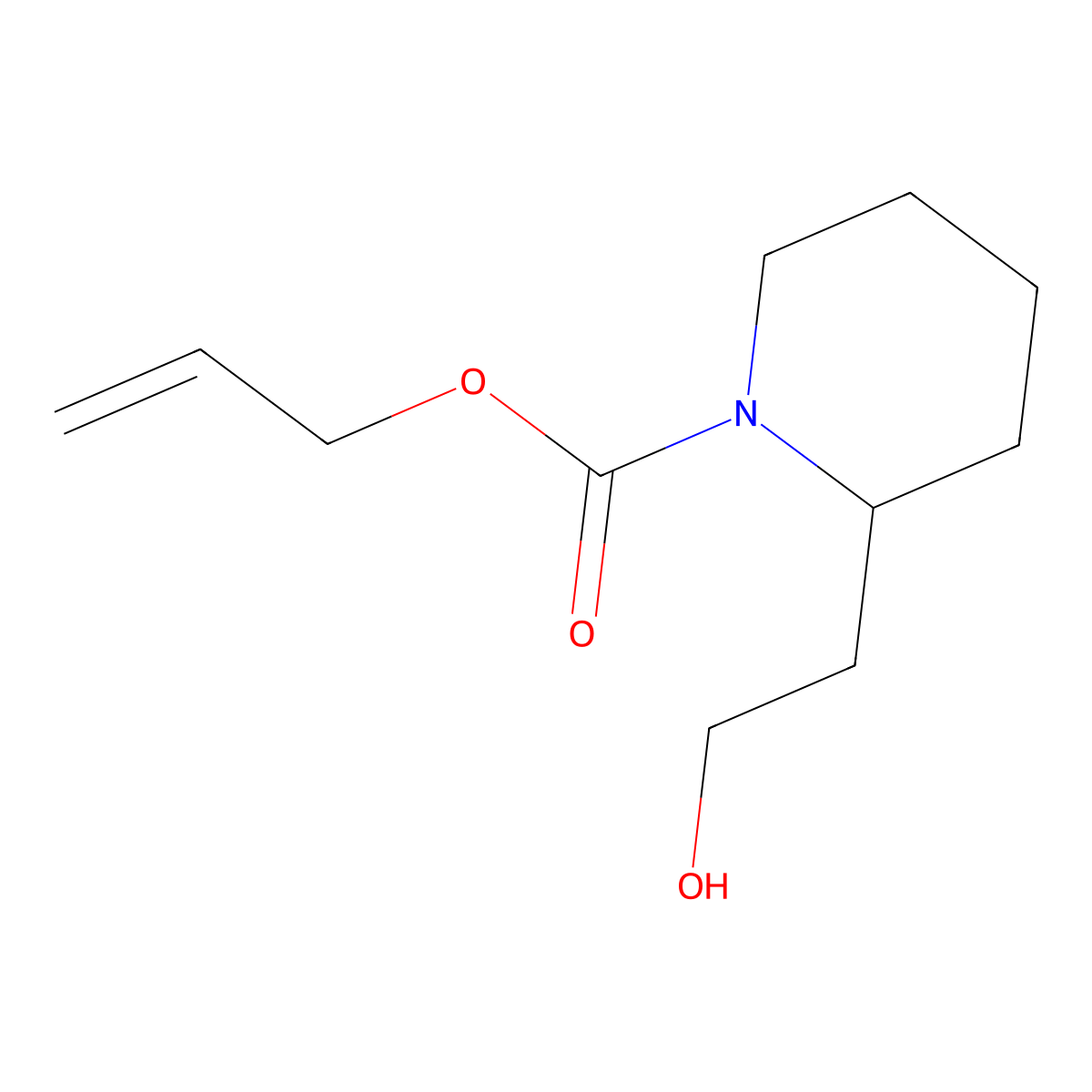 2-(2-Hydroxy-ethyl)-piperidine-1-carboxylic acid allyl ester molecular structure, CAS 119515-23-0