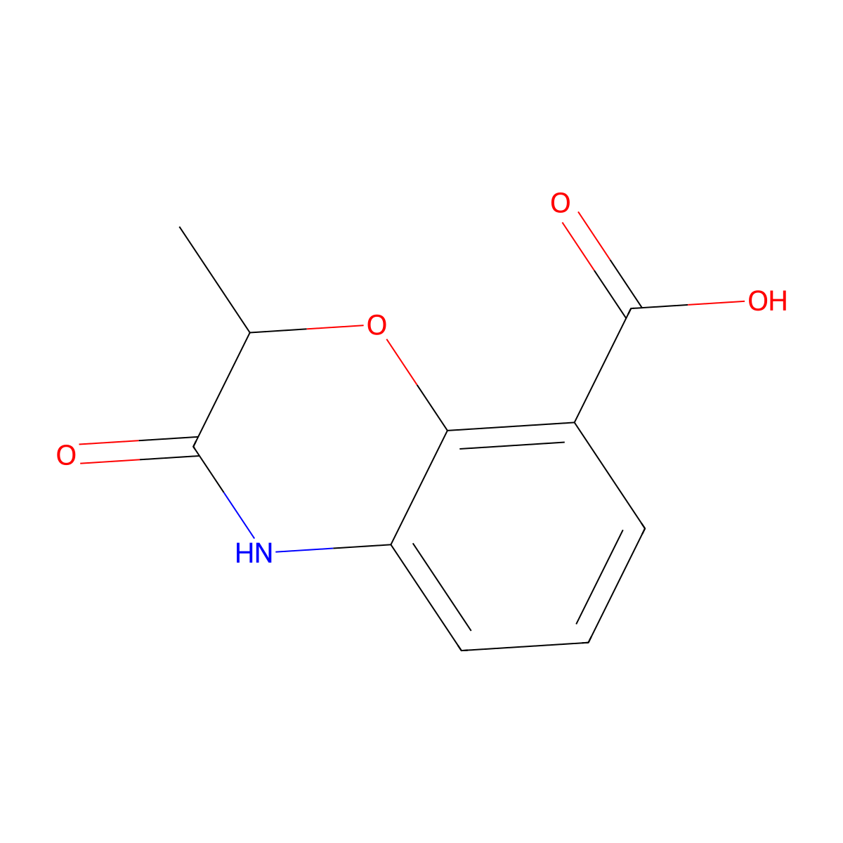 2-methyl-3-oxo-3,4-dihydro-2H-1,4-benzoxazine-8-carboxylic acid molecular structure, CAS 1195159-84-2