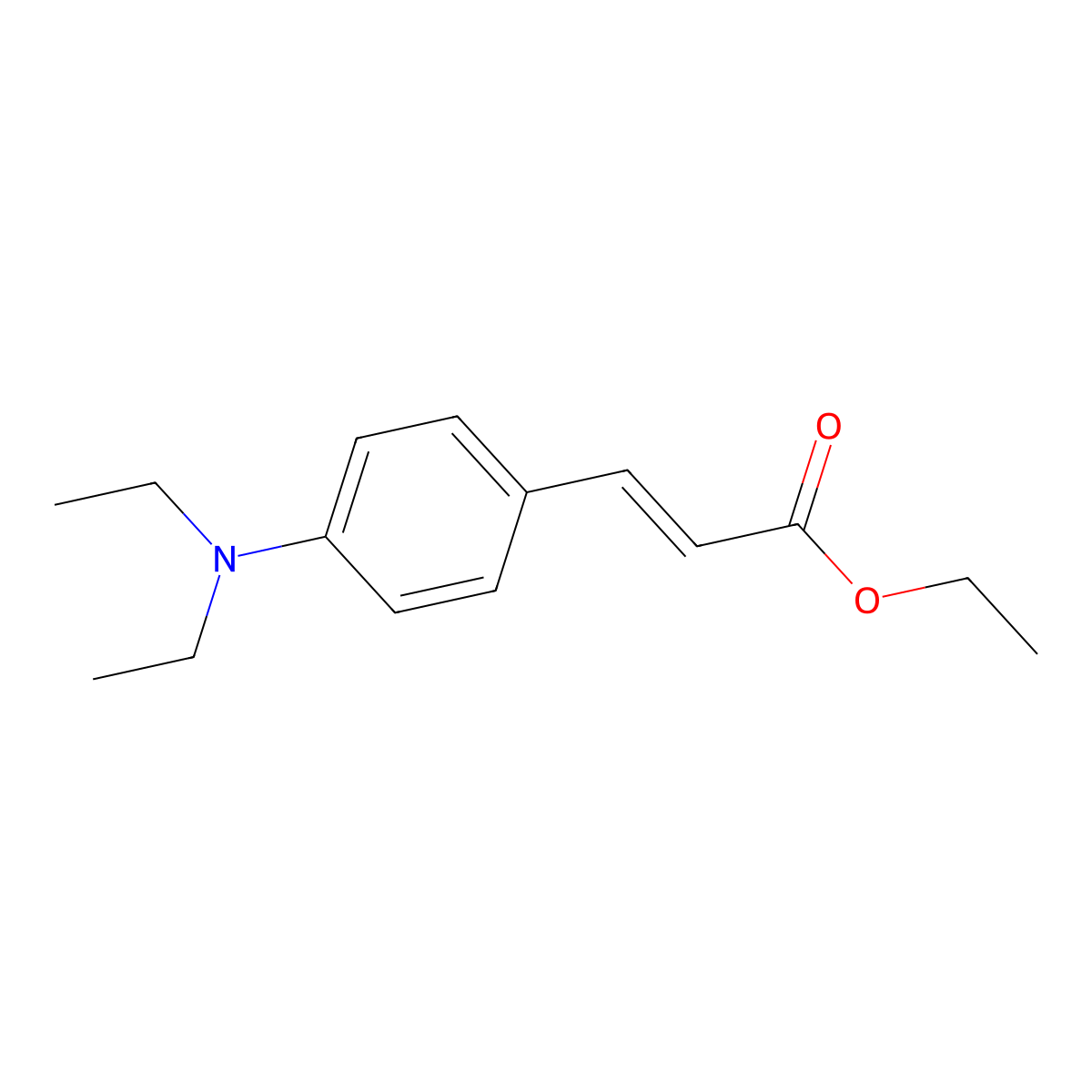 Ethyl (2E)-3-[4-(diethylamino)phenyl]prop-2-enoate molecular structure, CAS 119516-32-4