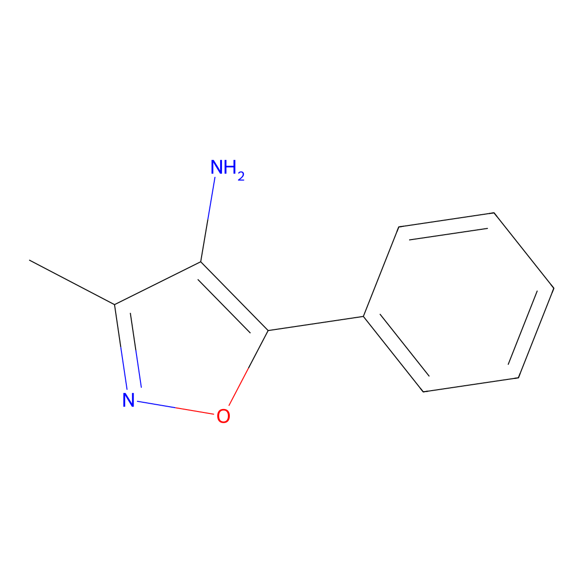 3-Methyl-5-phenyl-1,2-oxazol-4-amine molecular structure, CAS 1195176-81-8