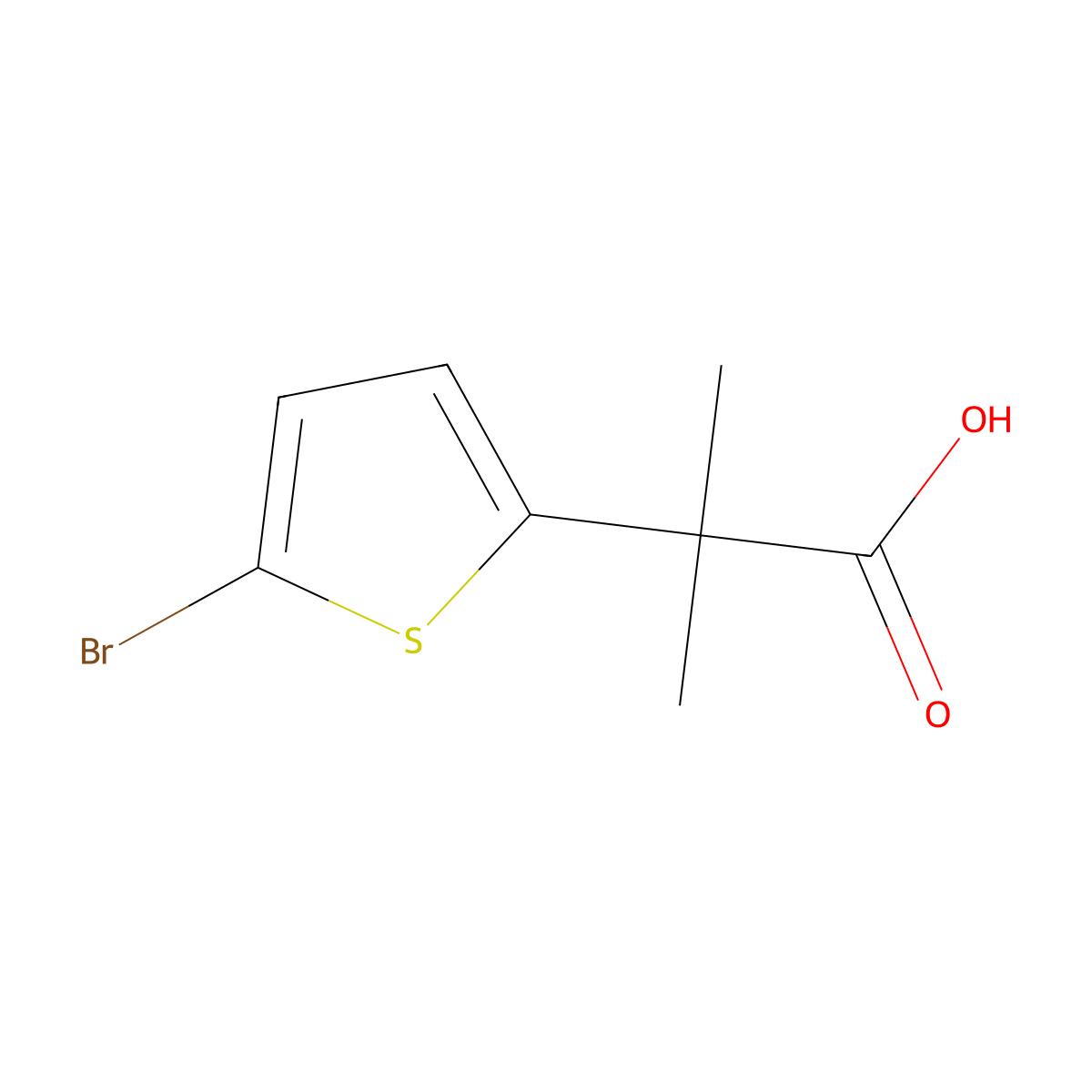 2-(5-Bromothiophen-2-yl)-2-methylpropanoic acid molecular structure, CAS 1195179-28-2