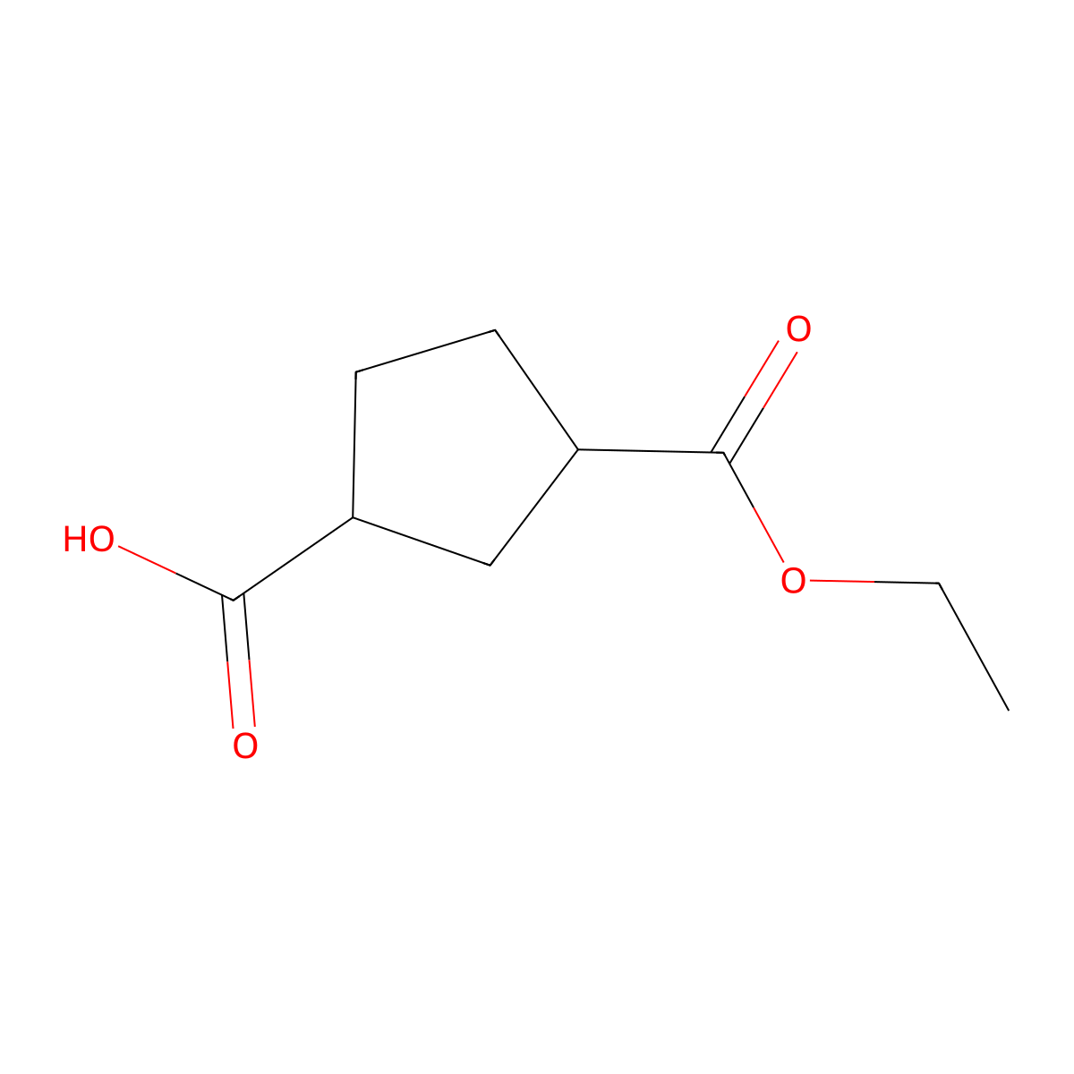 3-(Ethoxycarbonyl)cyclopentanecarboxylic acid molecular structure, CAS 1195210-78-6