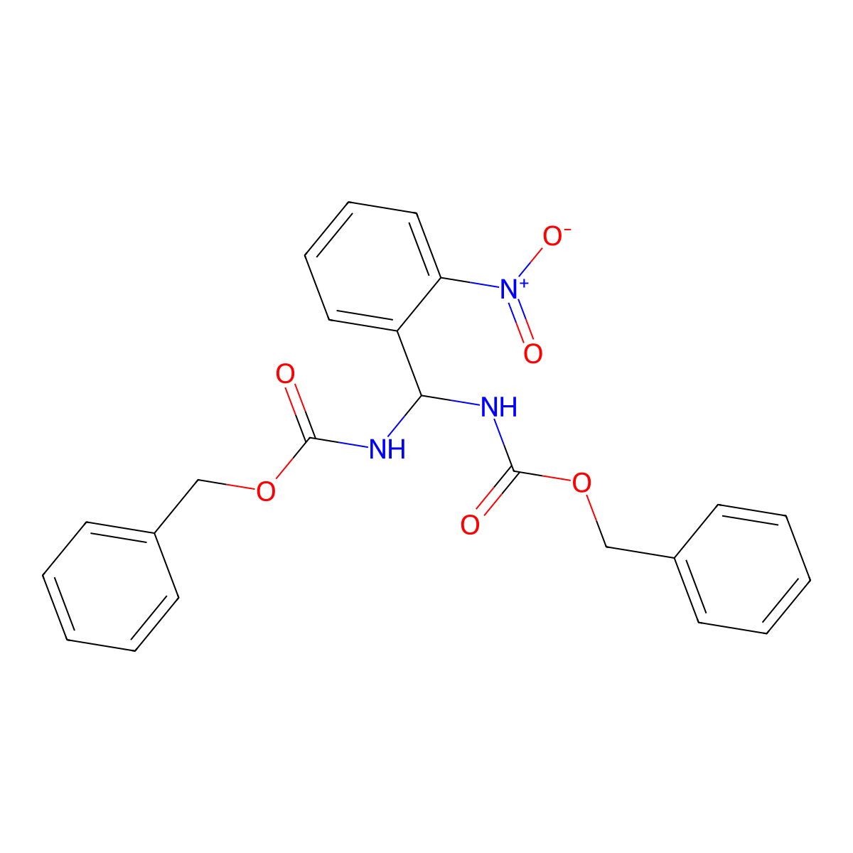 Dibenzyl [(2-nitrophenyl)methylene]biscarbamate molecular structure, CAS 1195228-19-3