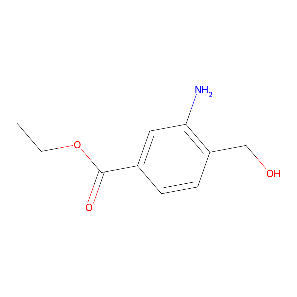 Ethyl 3-amino-4-(hydroxymethyl)benzoate molecular structure, CAS 1195244-27-9