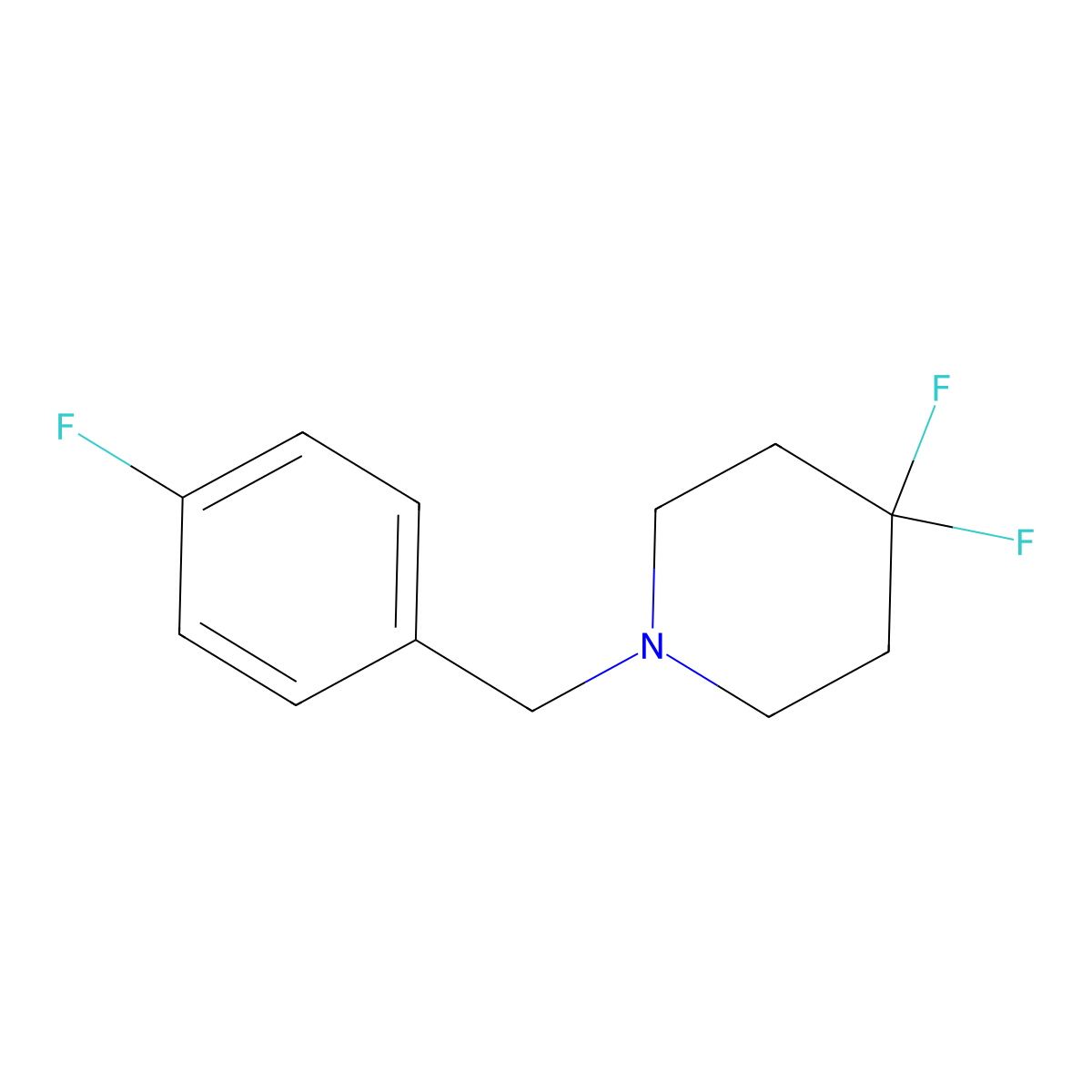 4,4-Difluoro-1-[(4-fluorophenyl)methyl]piperidine molecular structure, CAS 1195250-93-1