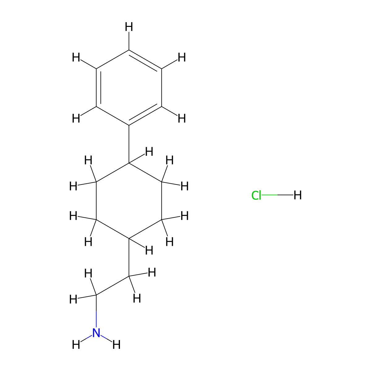 2-(4-Phenylcyclohexyl)ethan-1-amine hydrochloride molecular structure, CAS 1195262-94-2