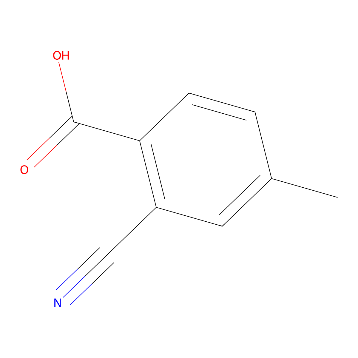 2-Cyano-4-methylbenzoic acid molecular structure, CAS 1195306-28-5