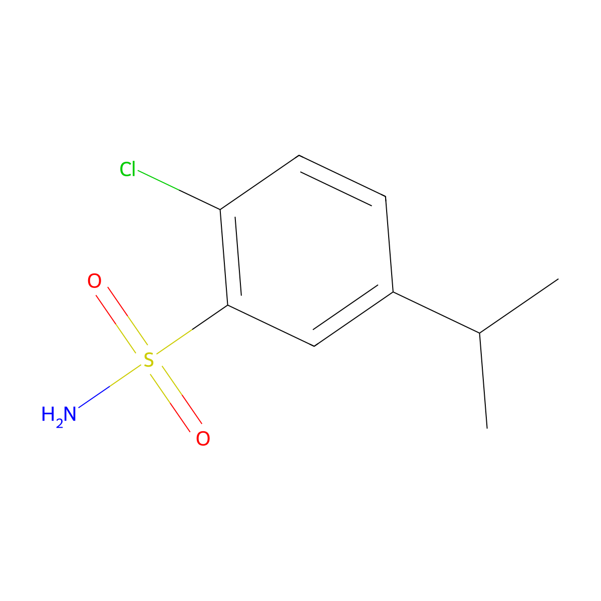 2-Chloro-5-(propan-2-yl)benzene-1-sulfonamide molecular structure, CAS 1195310-17-8