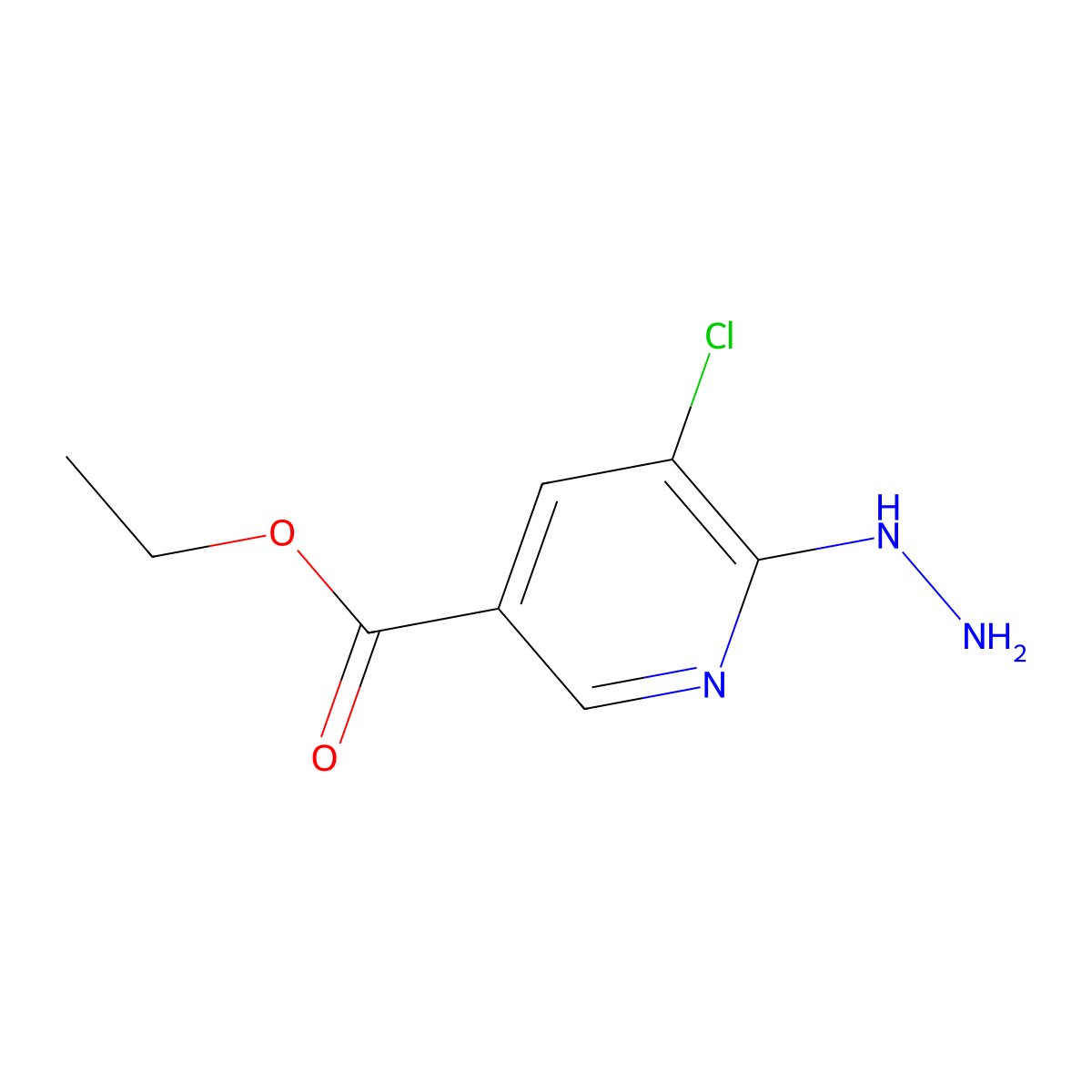 Ethyl 5-chloro-6-hydrazinylpyridine-3-carboxylate molecular structure, CAS 1195318-86-5