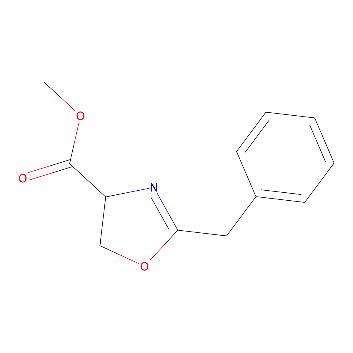 Methyl 2-benzyl-4,5-dihydro-1,3-oxazole-4-carboxylate molecular structure, CAS 1195322-57-6