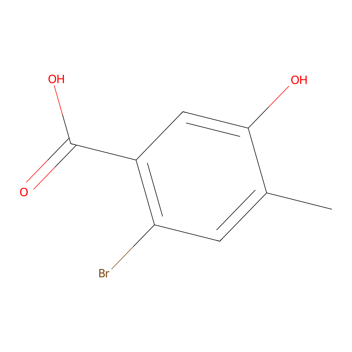 2-Bromo-5-hydroxy-4-methylbenzoic acid molecular structure, CAS 1195323-34-2
