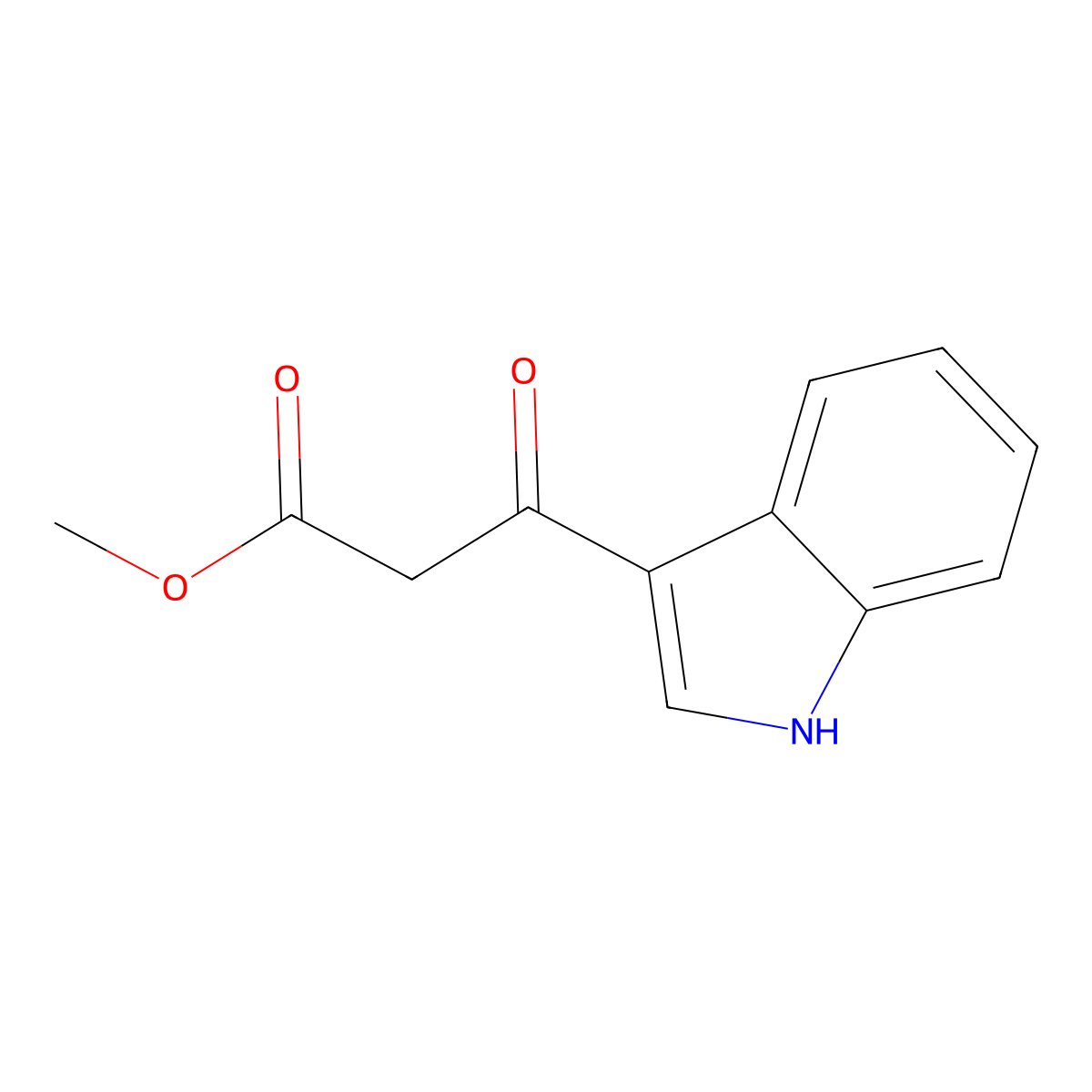 methyl 3-(1H-indol-3-yl)-3-oxopropanoate molecular structure, CAS 1195398-63-0