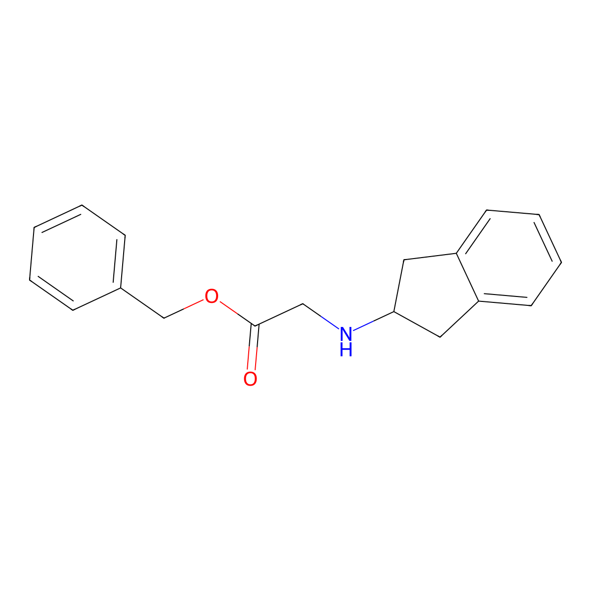 Benzyl 2-(2,3-dihydro-1H-inden-2-ylamino)acetate molecular structure, CAS 119543-21-4