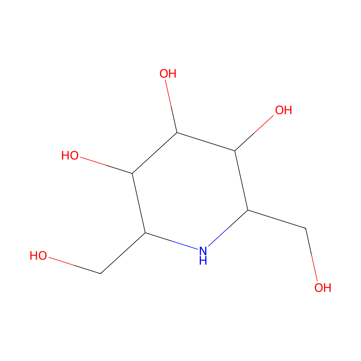 (2r,3r,5s,6r)-2,6-Bis(hydroxymethyl)piperidine-3,4,5-triol molecular structure, CAS 119557-99-2