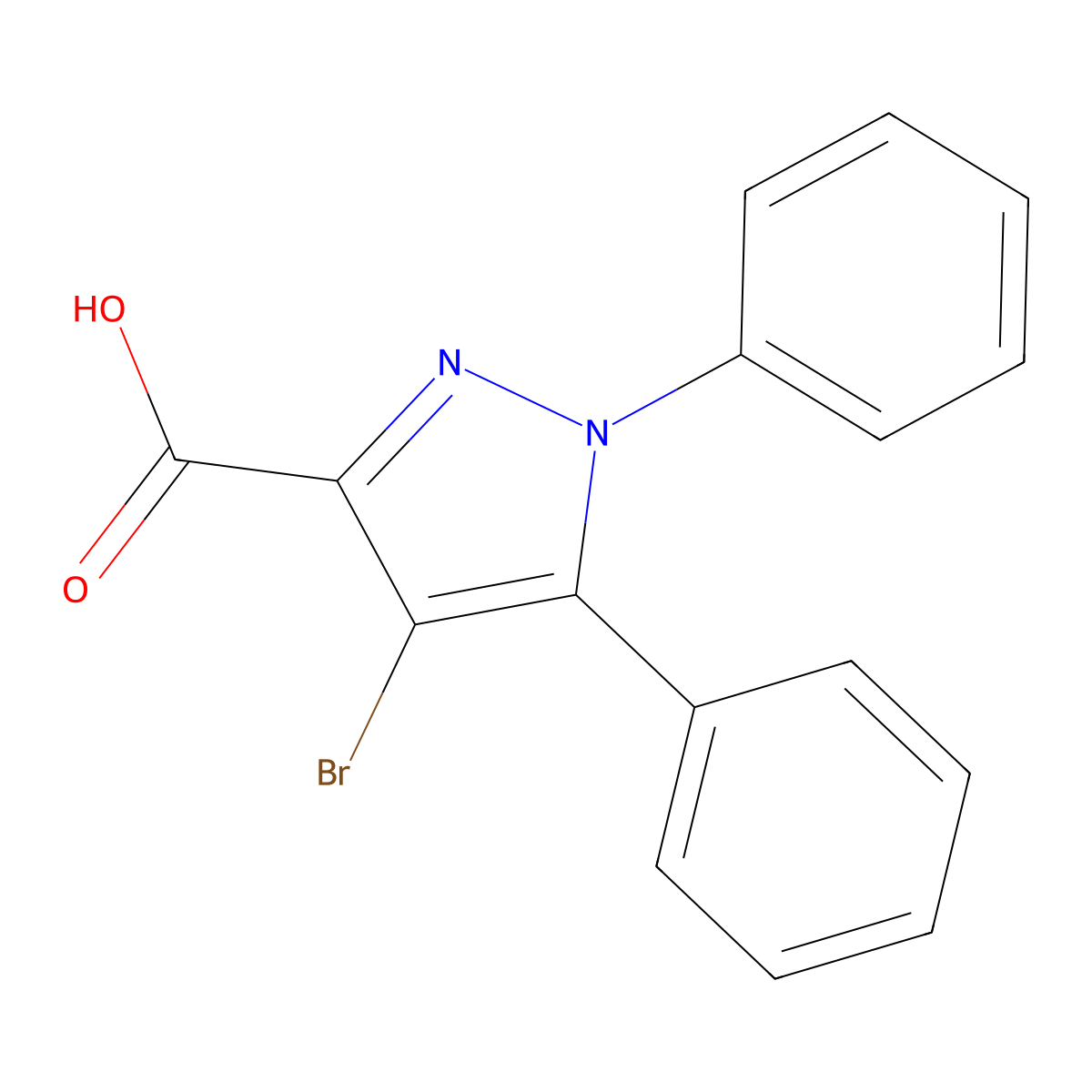 4-bromo-1,5-diphenyl-1H-pyrazole-3-carboxylic acid molecular structure, CAS 1195570-72-9