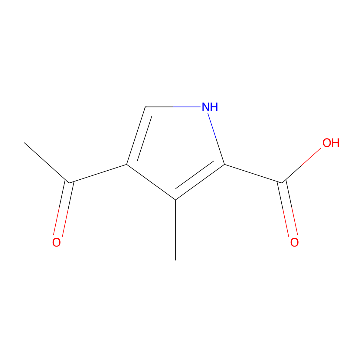 4-acetyl-3-methyl-1H-pyrrole-2-carboxylic acid molecular structure, CAS 1195571-15-3