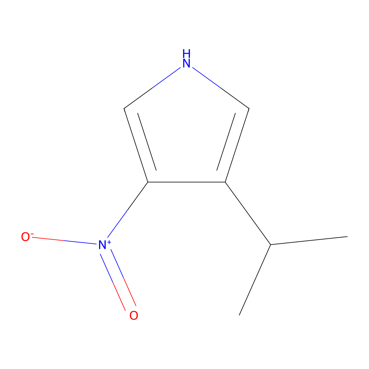 3-nitro-4-(propan-2-yl)-1H-pyrrole molecular structure, CAS 1195619-32-9