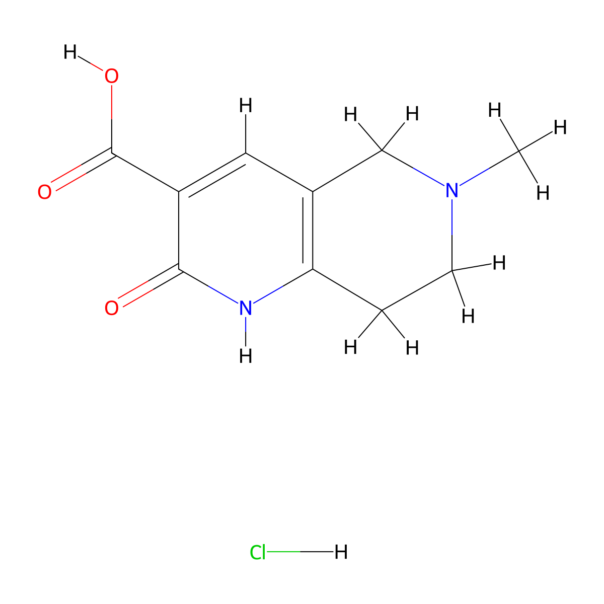 6-Methyl-2-oxo-1,2,5,6,7,8-hexahydro-1,6-naphthyridine-3-carboxylic acid hydrochloride molecular structure, CAS 1195656-46-2