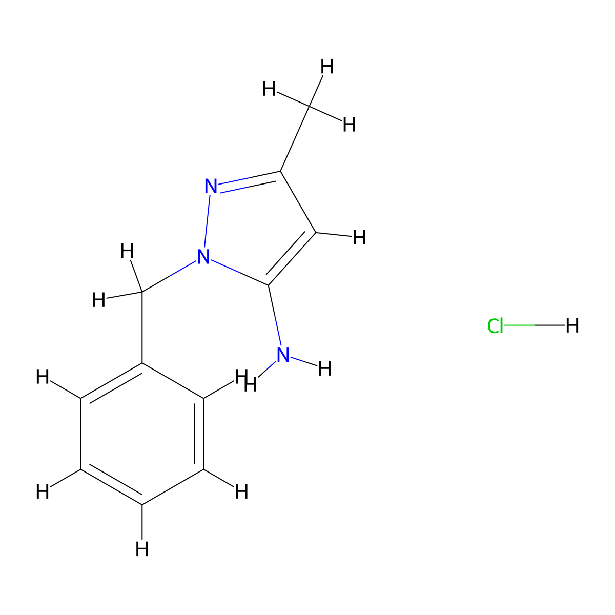 1-Benzyl-3-methyl-1H-pyrazol-5-amine hydrochloride molecular structure, CAS 1195671-98-7