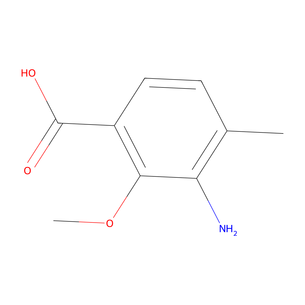 3-Amino-2-methoxy-4-methylbenzoic acid molecular structure, CAS 1195674-28-2