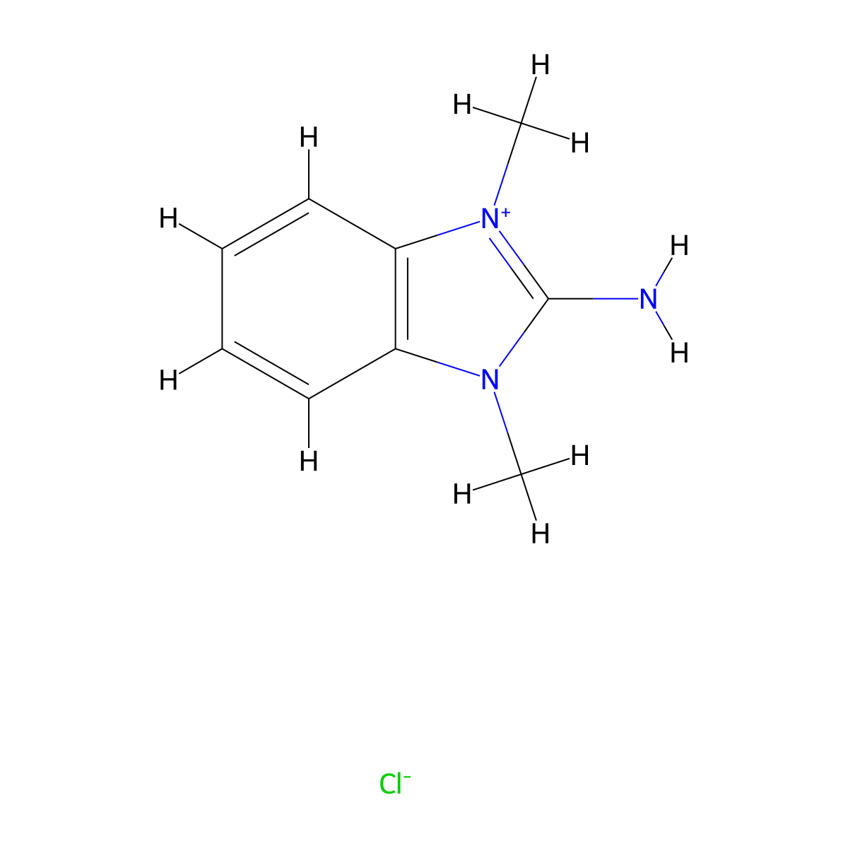 2-amino-1,3-dimethyl-1H-1,3-benzodiazol-3-ium chloride molecular structure, CAS 1195694-71-3