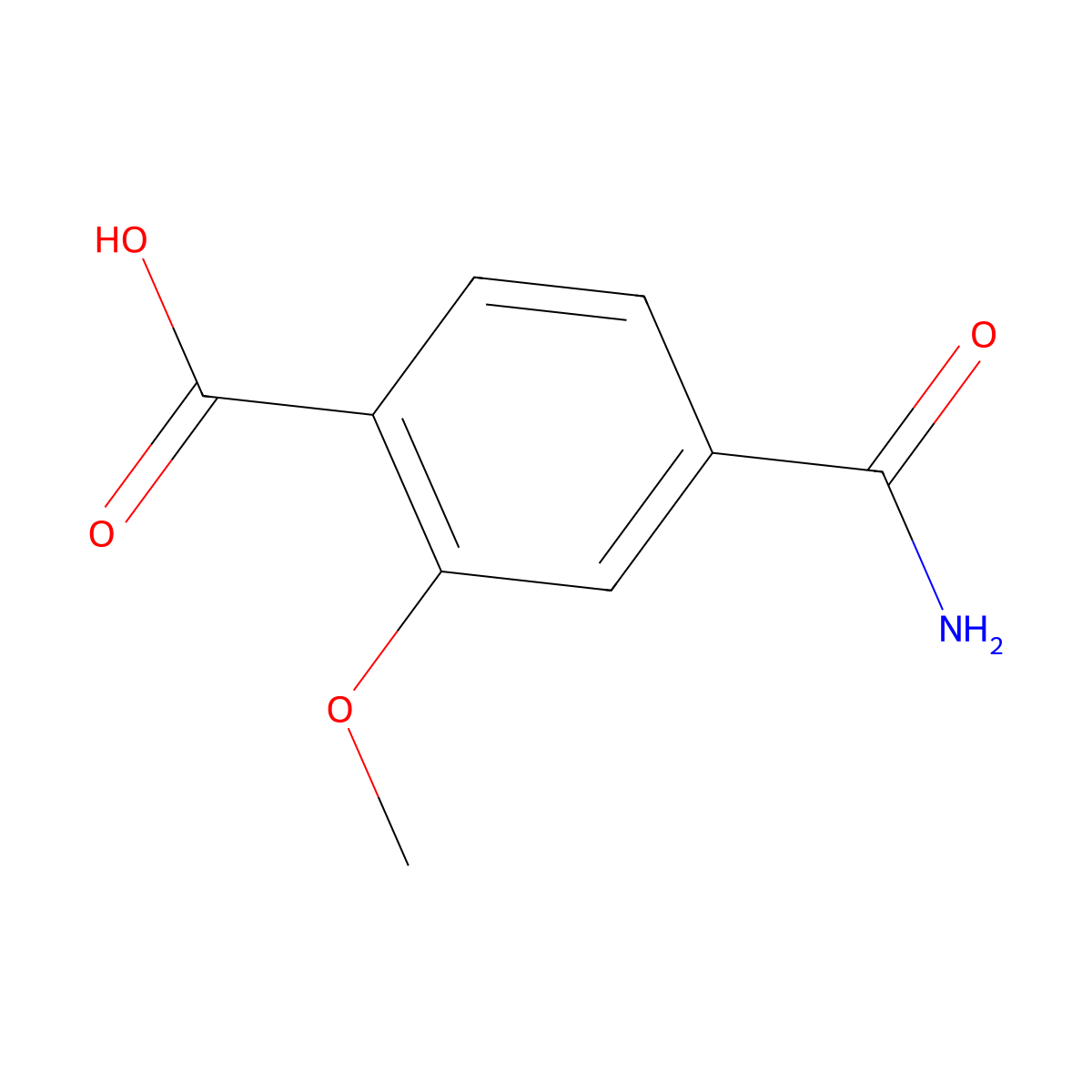 4-Carbamoyl-2-methoxybenzoic acid molecular structure, CAS 1195697-96-1