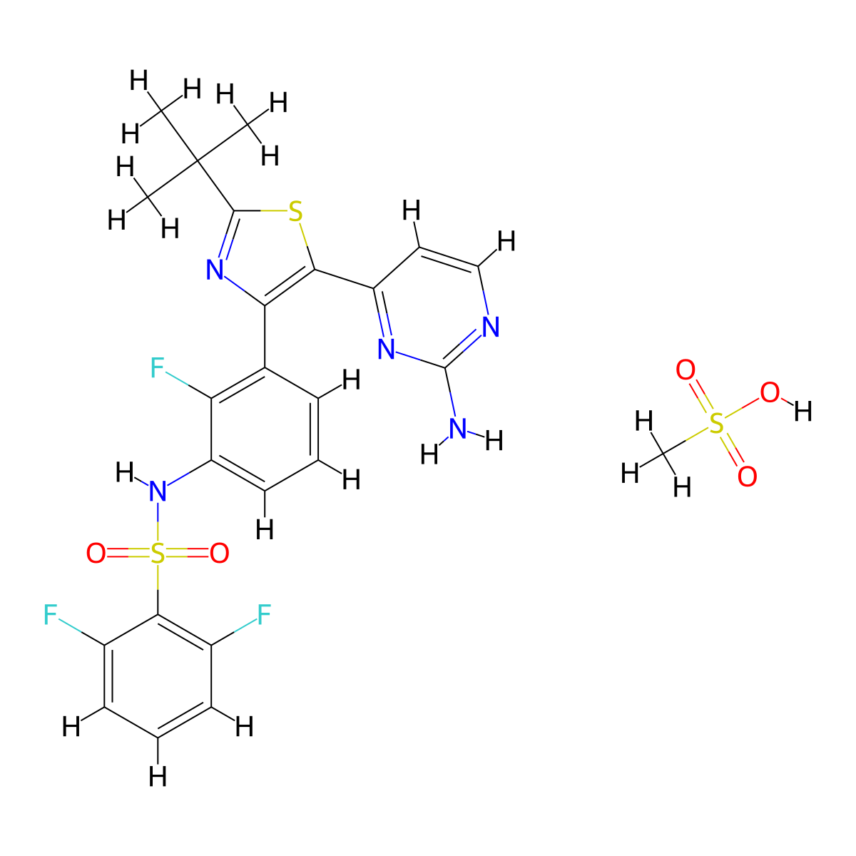 Dabrafenib Mesylate molecular structure, CAS 1195768-06-9