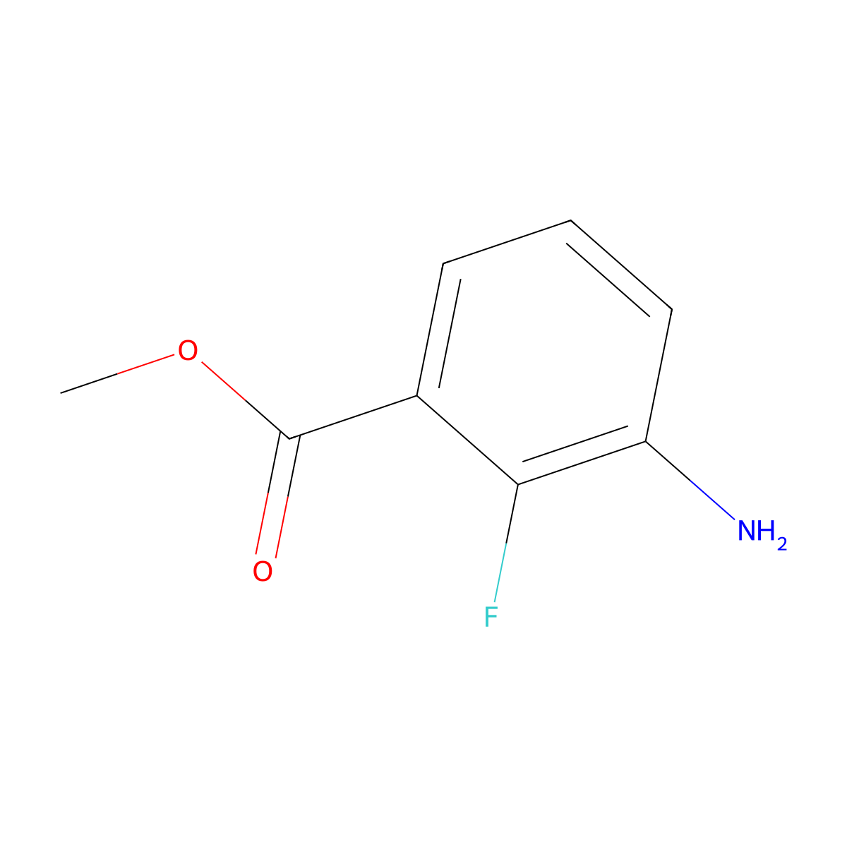 Methyl 3-amino-2-fluorobenzoate molecular structure, CAS 1195768-18-3