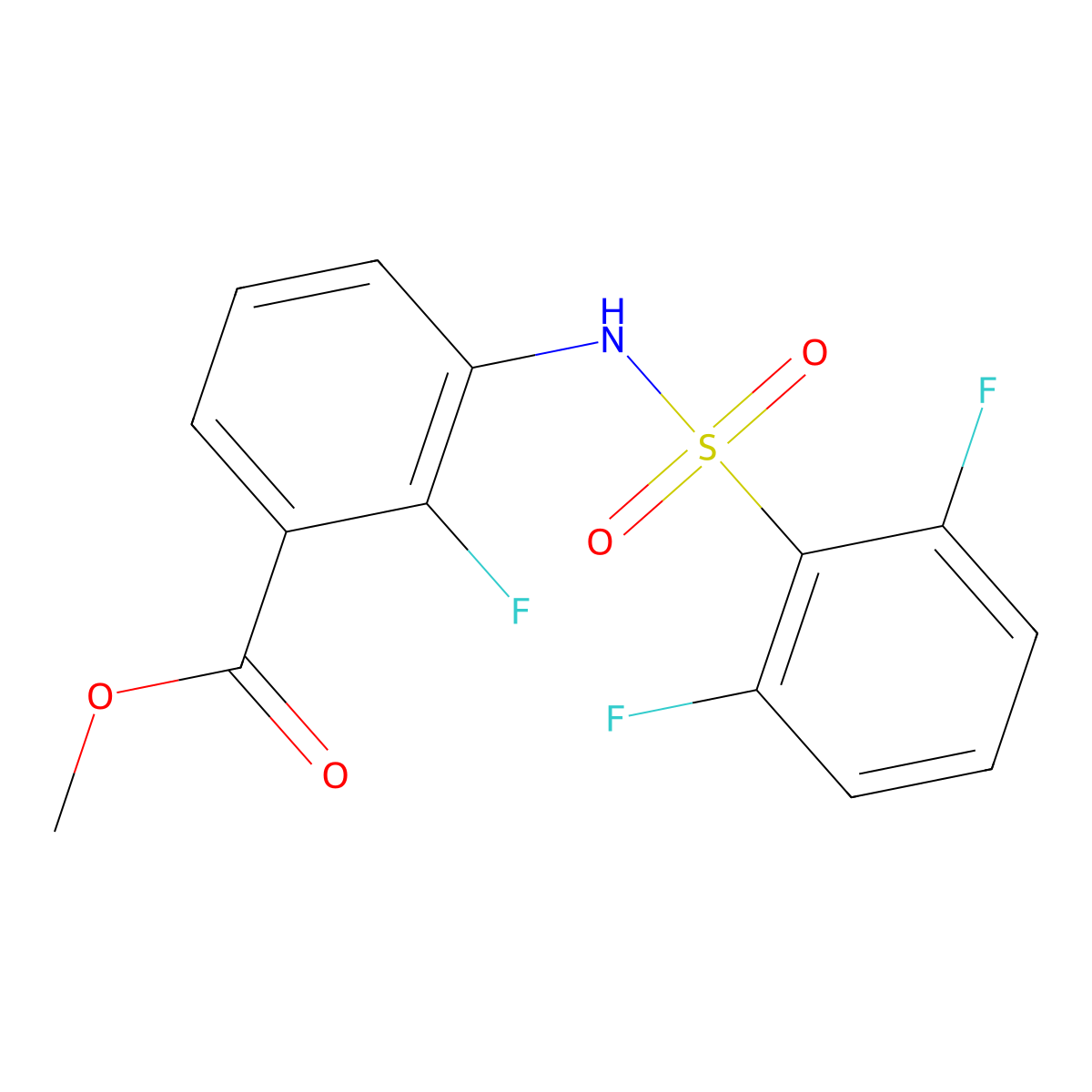 Benzoic acid, 3-[[(2,6-difluorophenyl)sulfonyl]amino]-2-fluoro-, methyl ester molecular structure, CAS 1195768-19-4