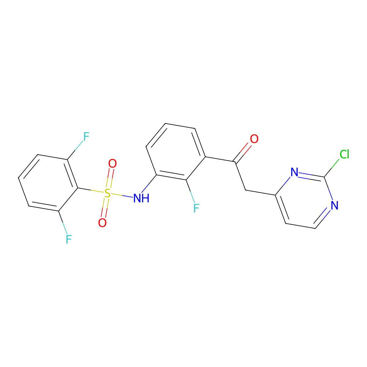N-(3-(2-(2-chloropyriMidin-4-yl)acetyl)-2-fluorophenyl)-2,6-difluorobenzenesulfonamide molecular structure, CAS 1195768-20-7