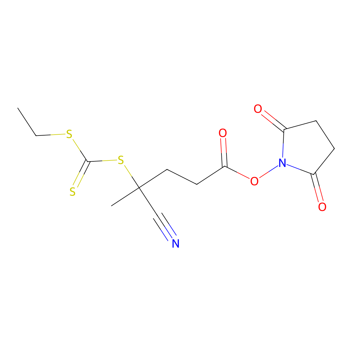 2,5-Dioxopyrrolidin-1-yl 4-cyano-4-(((ethylthio)carbonothioyl)thio)pentanoate molecular structure, CAS 1195771-65-3