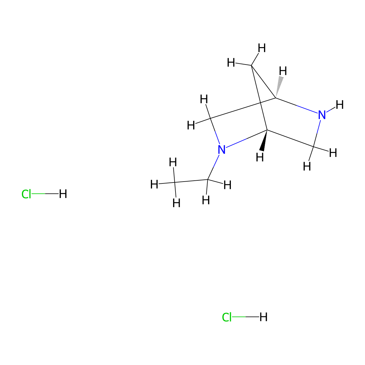 (1R,4R)-2-ethyl-2,5-diazabicyclo[2.2.1]heptane dihydrochloride molecular structure, CAS 1195782-64-9