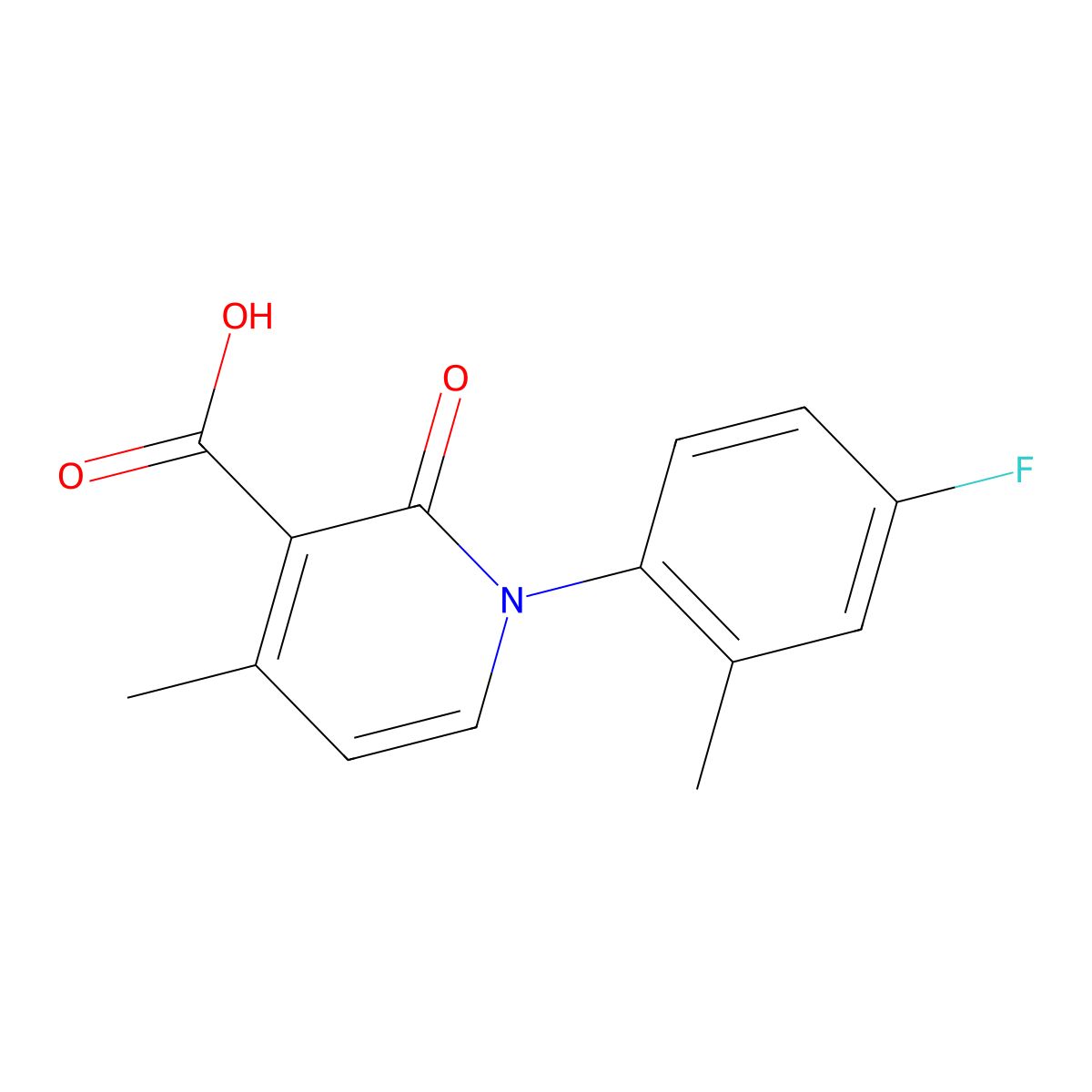 1-(4-Fluoro-2-methylphenyl)-4-methyl-2-oxo-1,2-dihydropyridine-3-carboxylic acid molecular structure, CAS 1195782-67-2