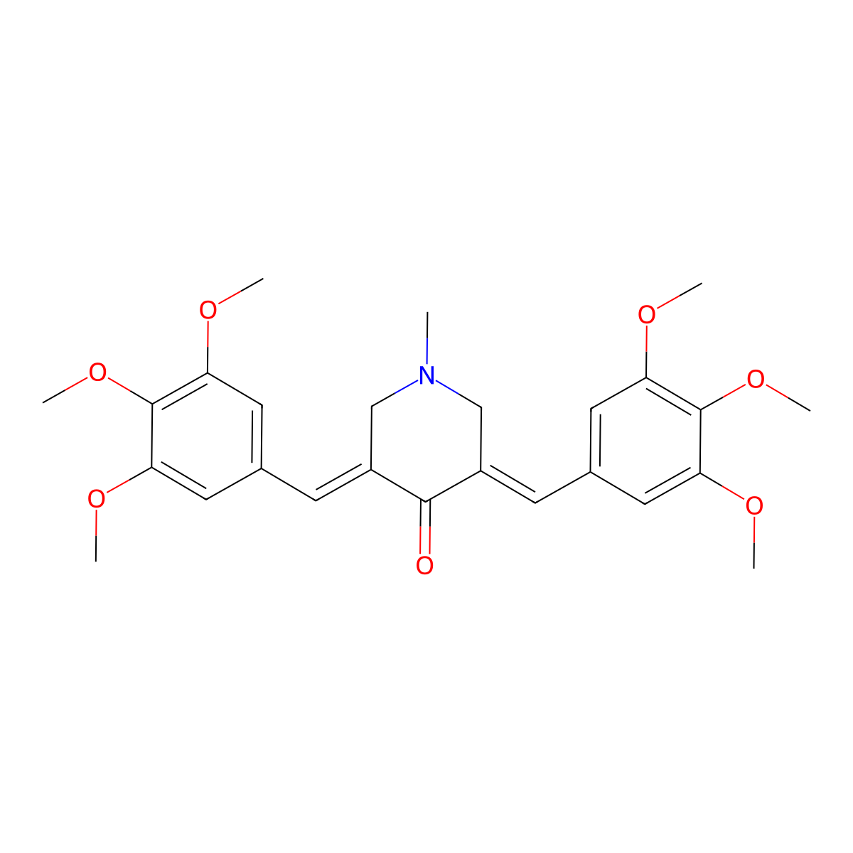 (3E,5E)-1-methyl-3,5-bis[(3,4,5-trimethoxyphenyl)methylidene]piperidin-4-one molecular structure, CAS 1195795-93-7