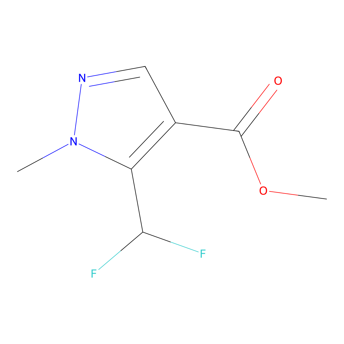Methyl 5-(difluoromethyl)-1-methyl-1H-pyrazole-4-carboxylate molecular structure, CAS 1195796-91-8