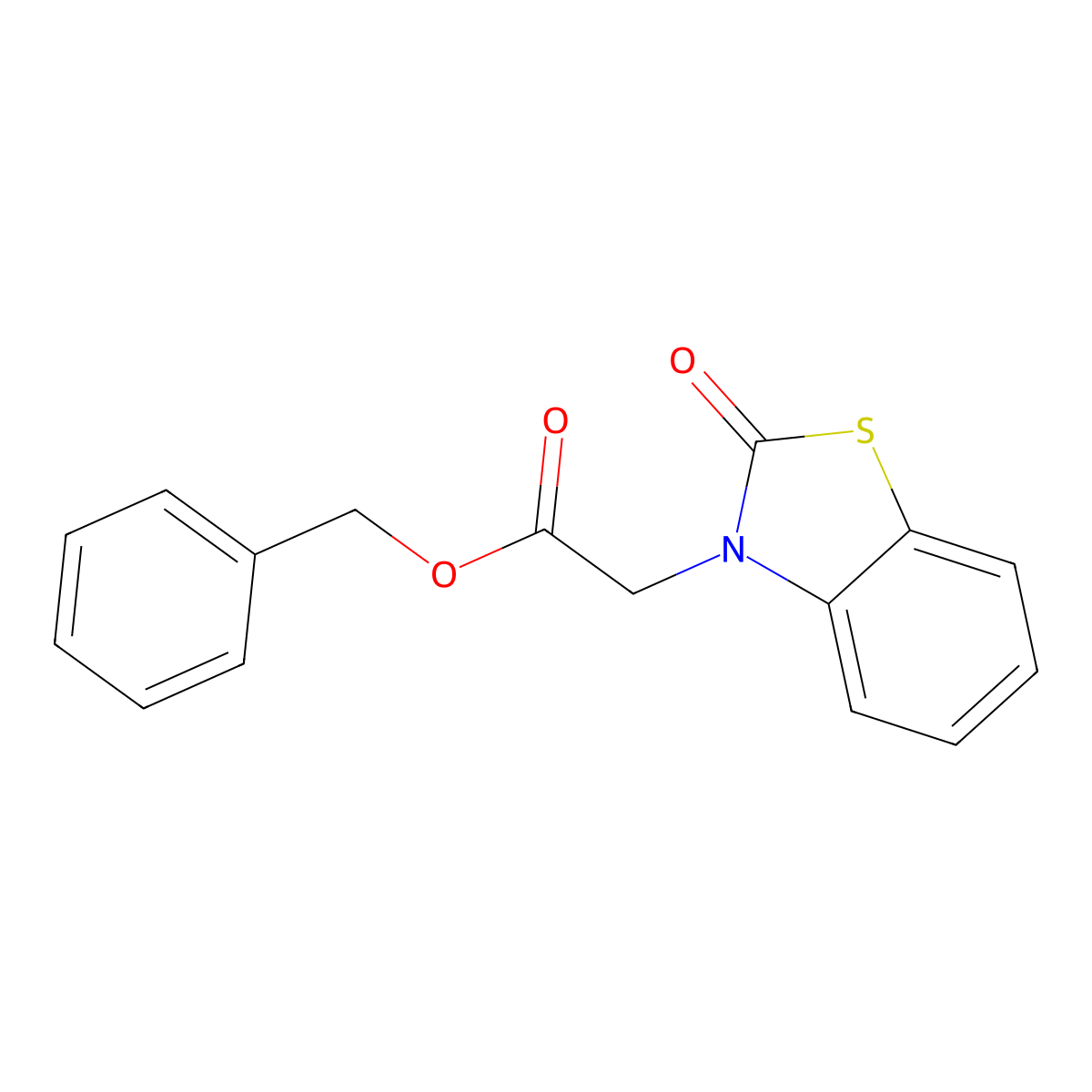 Phenylmethyl 2-oxo-3(2H)-benzothiazoleacetate molecular structure, CAS 119584-53-1
